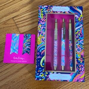 3 Lily Pulitzer pens, 2 Lilly page keepers & more!